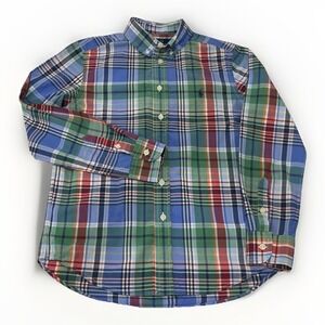 Ralph Lauren Preppy Boys Plaid Button-Down Collar Cotton Shirt sz M (10-12 yrs)